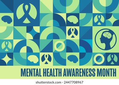 May is Mental Health Awareness Month. Holiday concept. Template for background, banner, card, poster with text inscription. Vector EPS10 illustration