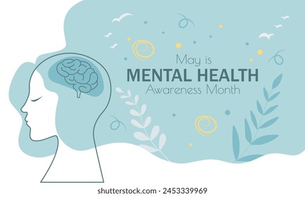 Mai ist Mental Health Awareness Month Banner.	
