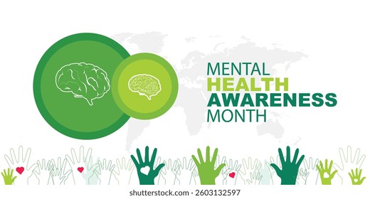 May is Mental Health Awareness Month banner. Mental Health Awareness an annual campaign highlighting awareness of mental health. Vector design illustration.	