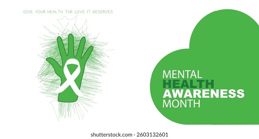 May is Mental Health Awareness Month banner. Mental Health Awareness an annual campaign highlighting awareness of mental health. Vector design illustration.	