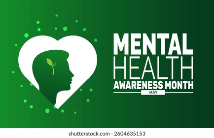 May is Mental Health Awareness Month. Holiday concept, suitable for placard,Background Template,Greeting Card, Poster design,with text inscription, Classic Social Media Post.Vector illustration


