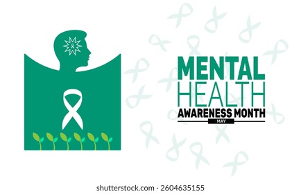 May is Mental Health Awareness Month. Holiday concept, suitable for placard,Background Template,Greeting Card, Poster design,with text inscription, Classic Social Media Post.Vector illustration


