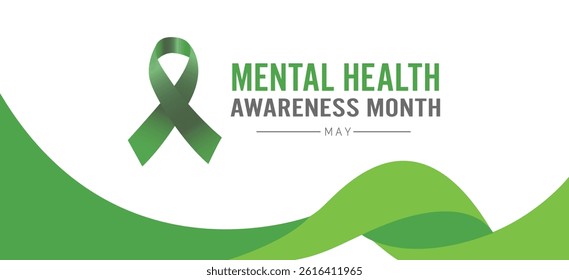 May is Mental Health Awareness Month post design, banner illustration Background 