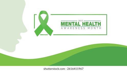 May is Mental Health Awareness Month post design, banner illustration Background 