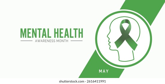 May is Mental Health Awareness Month post design, banner illustration Background 