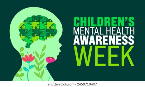 May is Children’s Mental Health Awareness Week background template. Holiday concept. use to background, banner, placard, card, and poster design template with text inscription and standard color. 