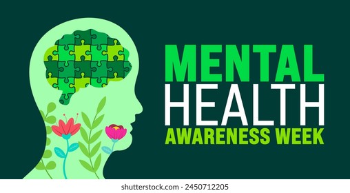 Mayo es la Plantilla de fondo de la Semana de Concienciación sobre Salud Mental. concepto de Festiva. se utiliza para la Plantilla de fondo, Anuncio, cartel, tarjeta y diseño de póster con inscripción de texto y color estándar. Vector