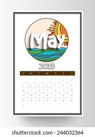 May month calendar on white background for New Year 2015.
