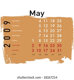 May month from grunge Calendar 2009 year. (See similar vectors in my profile)