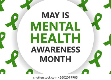 May is the month of mental health awareness. The concept of the holiday. Use a template with a text label and a standard color to decorate backgrounds, banners, posters, postcards, and posters. Vector