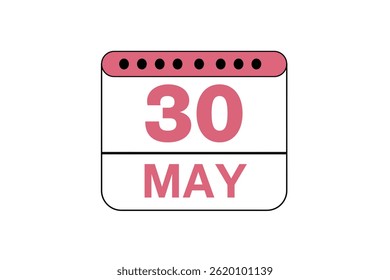  may month single day vector, illustration, calendar with peach, black and white color background calendar icon of may 30