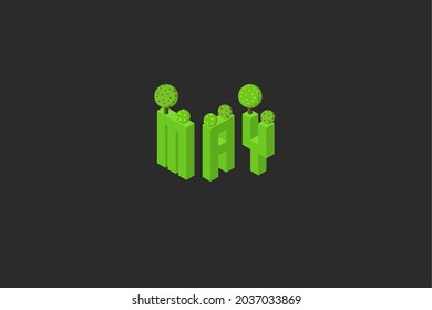 may month spring greeting text. isometric 2.5D seasonal illustration