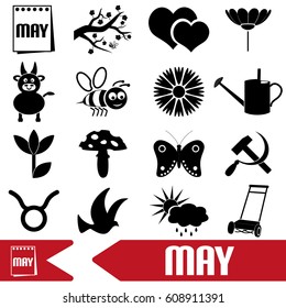 may month theme set of simple icons eps10