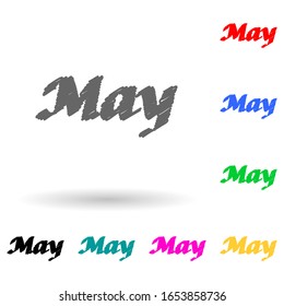 May multi color style icon. Simple glyph, flat vector of name of month icons for ui and ux, website or mobile application