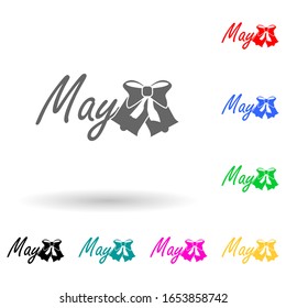 May multi color style icon. Simple glyph, flat vector of name of month icons for ui and ux, website or mobile application