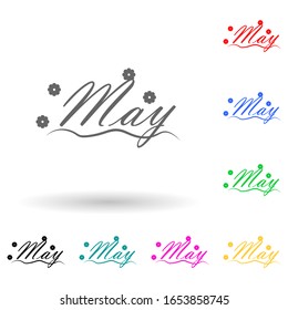 May multi color style icon. Simple glyph, flat vector of name of month icons for ui and ux, website or mobile application