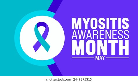 May is Myositis Awareness Month background template. Holiday concept. use to background, banner, placard, card, and poster design template with text inscription and standard color. vector illustration