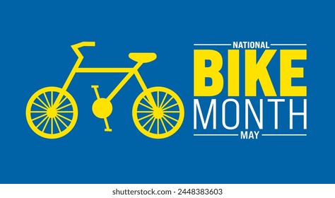 May is National Bike Month background template. Holiday concept. use to background, banner, placard, card, and poster design template with text inscription and standard color. vector illustration.