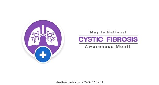 May is National Cystic Fibrosis Awareness Month. Lung and plus icon. Great for posters, banners, social media and more. White background.