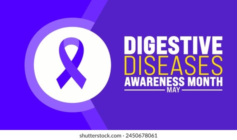 Mai ist National Digestive Diseases Awareness Month Hintergrund Vorlage. Festliche Musik-Konzept. Verwenden Sie, um Hintergrund-, Banner-, Plakat-, Karten- und Poster-Design-Vorlage mit Textinschrift und Standardfarbe. 