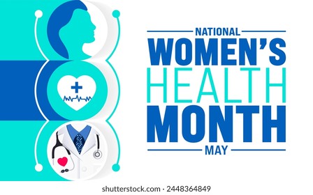 May is National Women’s Health Month background template. Holiday concept. use to background, banner, placard, card, and poster design template with text inscription and standard color. vector