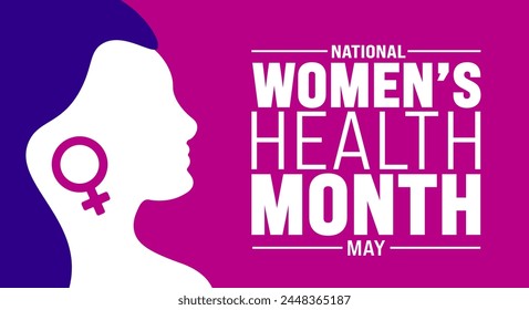 May ist die Hintergrund-Vorlage des National Women’s Health Month. Festliche Musik-Konzept. Verwenden Sie, um Hintergrund-, Banner-, Plakat-, Karten- und Poster-Design-Vorlage mit Textinschrift und Standardfarbe zu verwenden. Vektorgrafik