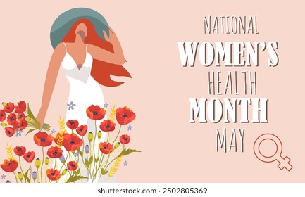 May is National Women’s Health Month background template. Holiday concept. use to background, banner, placard, card, and poster design template with text inscription and standard color. vector