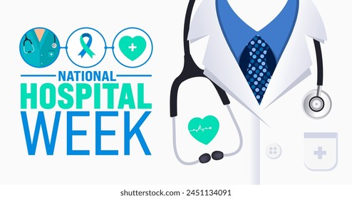 May ist die Vorlage der National Hospital Week. Festliche Musik-Konzept. Verwenden Sie, um Hintergrund-, Banner-, Plakat-, Karten- und Poster-Design-Vorlage mit Textinschrift und Standardfarbe zu verwenden. Vektorillustration.