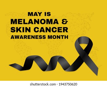 May is National Melanoma Skin Cancer Awareness Month. Concept with black Ribbon. Banner template. Vector illustration.