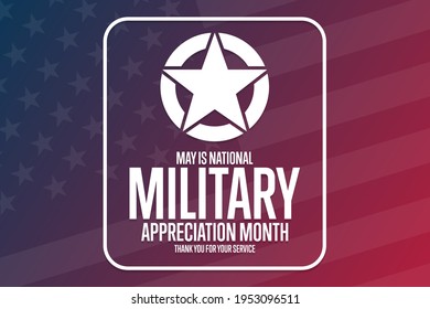 May is National Military Appreciation Month. Holiday concept. Template for background, banner, card, poster with text inscription. Vector EPS10 illustration