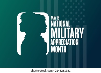 May is National Military Appreciation Month. Holiday concept. Template for background, banner, card, poster with text inscription. Vector EPS10 illustration