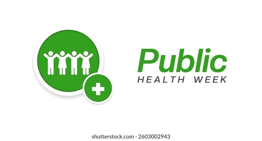 May Is National Public Health Week. People and plus icon. Great for posters, banners, social media and more. White background. 