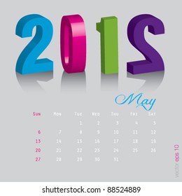 May New year 2012. Calendar 3d vector on gray background