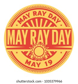 May Ray Day, May 19, rubber stamp, vector Illustration