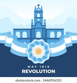 Fondo del Vector de ilustración del Día de la Revolución de Mayo. Celebración de la Revolución de Mayo en Argentina. Vector eps 10