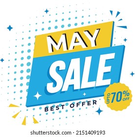 May sale colorful banner background. Template design
