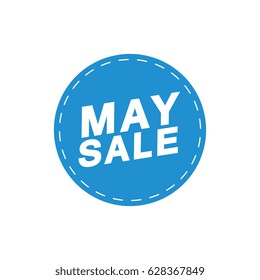 May Sale Flat Round Label Blue