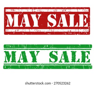May sale grunge rubber stamp on white, vector illustration