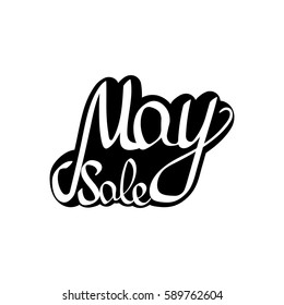 May Sale, isolated sticker, calligraphy lettering, word design template, vector illustration