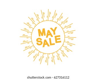 May Sale Label With Sunburst