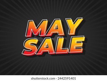 May sale. Text effect design in 3 dimensions style and eye catching colors