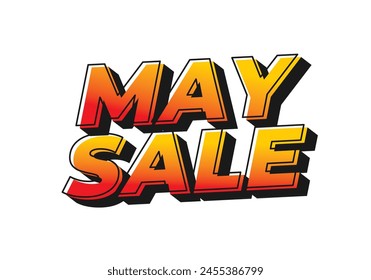 May sale. Text effect design in 3 dimensions style and eye catching colors