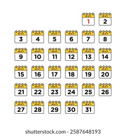 May Set Calendar Icon Vector Template