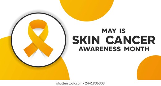 May is Skin Cancer Awareness Month. Ribbon and circle. Great for cards, banners, posters, social media and more. Orange and white background.