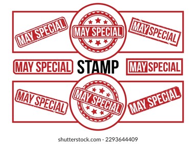 May Special Red Rubber Stamp set vector design.