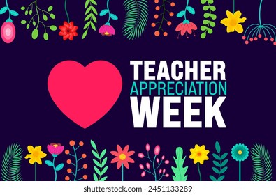 May is Teacher Appreciation Week background template. Holiday concept. use to background, banner, placard, card, and poster design template with text inscription and standard color. vector