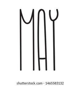 May text for print, web, decoration. Hand drawn unique lettering sign. Calendar typography. Elegant font for poster, cover, template. Seasonal lettering design.

