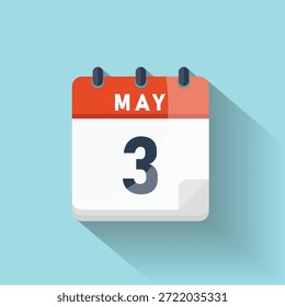 Três de maio ícone calendário dia terceiro lembrete de programação evento planejamento notificação compromisso gráfico vetorial