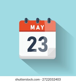 Aislado el evento de programación de recordatorio de fecha de diseño plano del icono del vigésimo tercer día de calendario de mayo