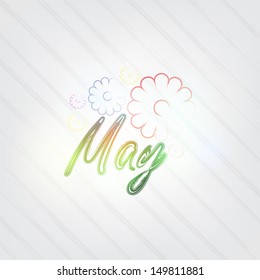 May Typography - background in retro style with flowers and label. (EPS10 Vector)